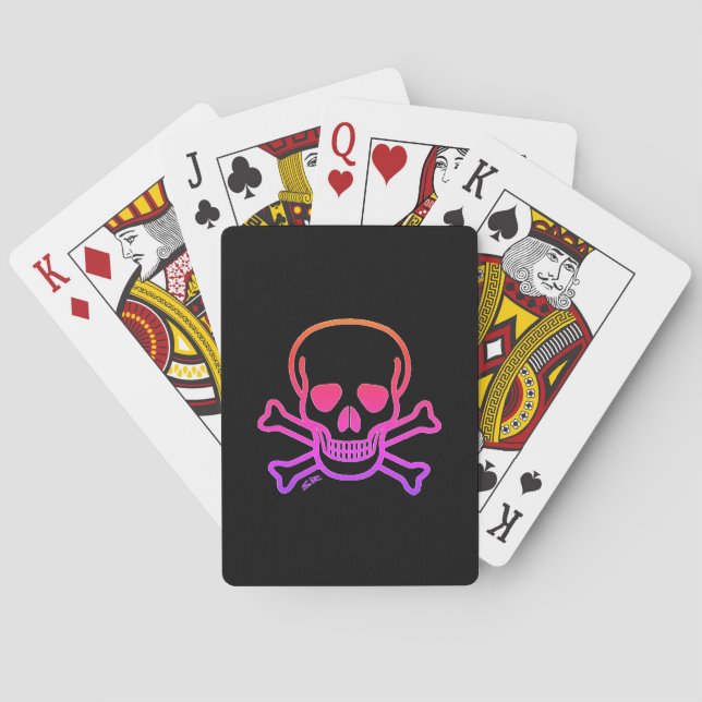 Baraja De Cartas Tarjetas de juego Neon Skull Black Poker (Reverso)