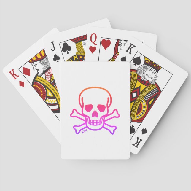 Baraja De Cartas Tarjetas de juego Neon Skull white Poker (Reverso)