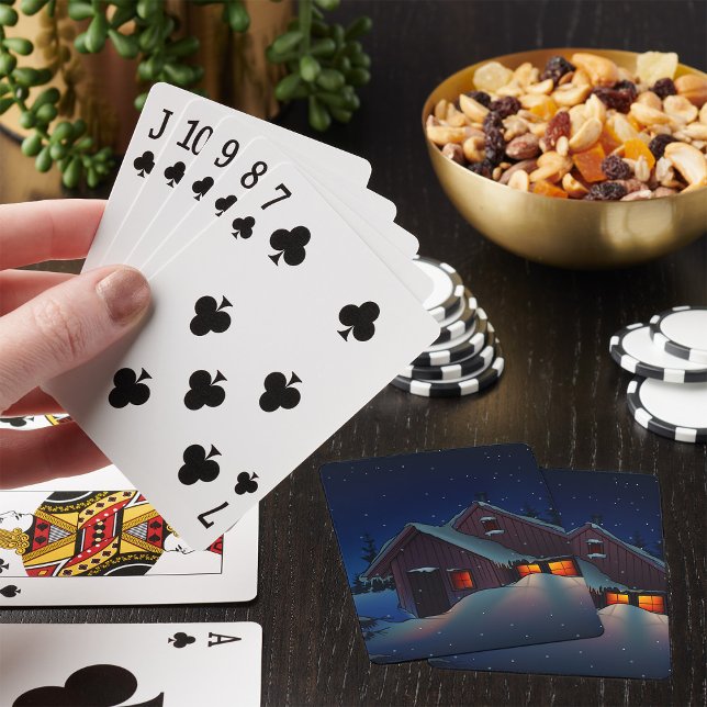 Baraja De Cartas Tarjetas de juego nevadas de invierno nocturno (Subido por el creador)