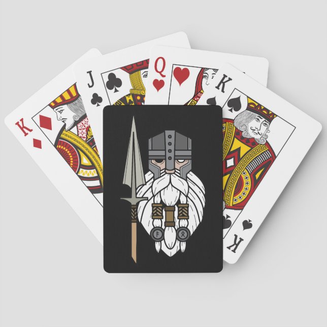 Baraja De Cartas Tarjetas de juego Odin Viking Mjolnir Norse Black (Reverso)