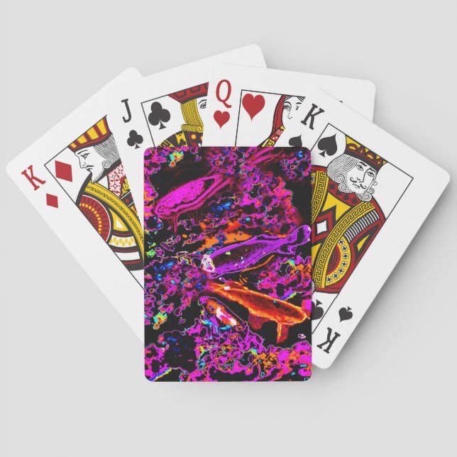 Baraja De Cartas Tarjetas de juego para bicicletas Neon Koi (Rosa) (Reverso)