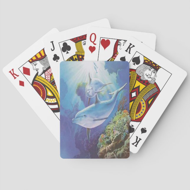 Baraja De Cartas Tarjetas de juego para delfines acuáticos (Reverso)