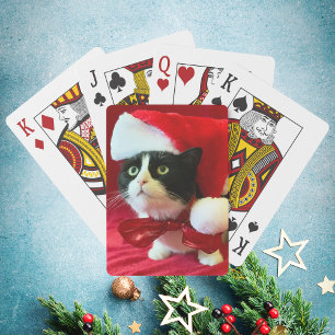 Baraja De Cartas Tarjetas de juego para gato de Tuxedo para navidad
