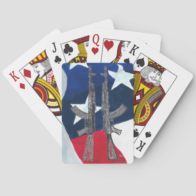 Baraja De Cartas Tarjetas de juego patrióticas AK47 (Reverso)