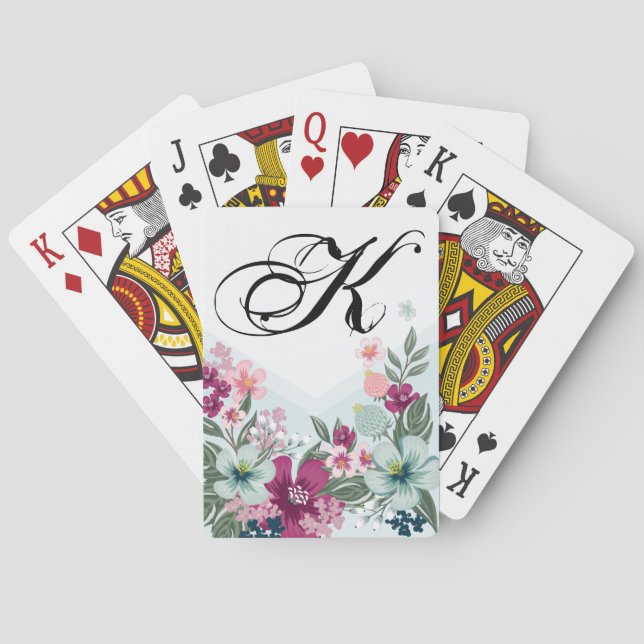 Baraja De Cartas Tarjetas de juego personalizadas Flor tropical en  (Reverso)