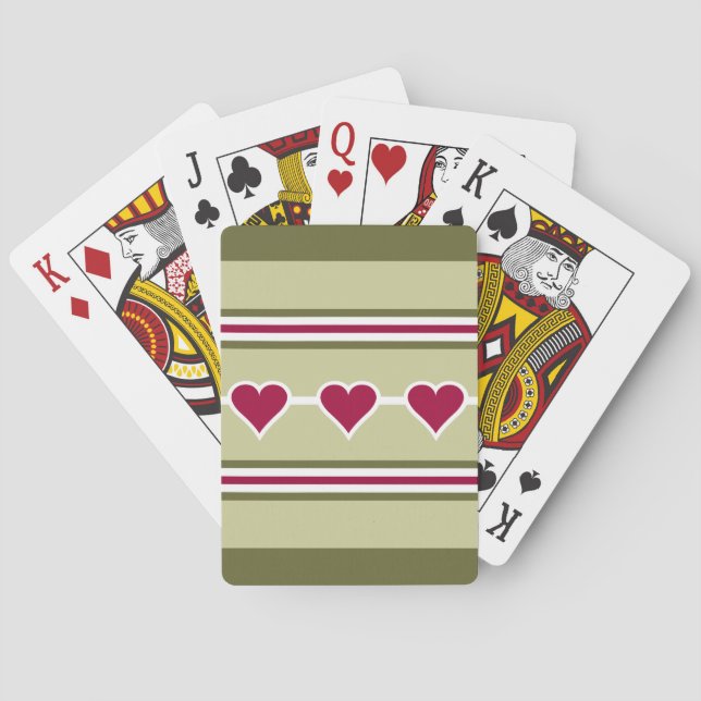 Baraja De Cartas Tarjetas de juego personalizado Hearts & Stripes (Reverso)