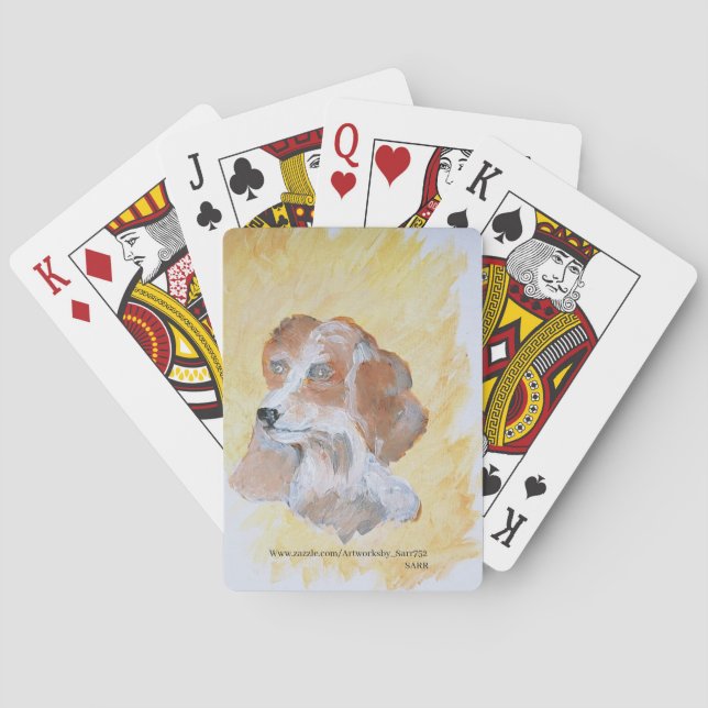 BARAJA DE CARTAS TARJETAS DE JUEGO : PINTURA DE UNA BEAGLE (Reverso)