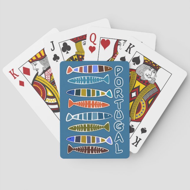 Baraja De Cartas Tarjetas de juego PORTUGAL Fish Pattern (Reverso)
