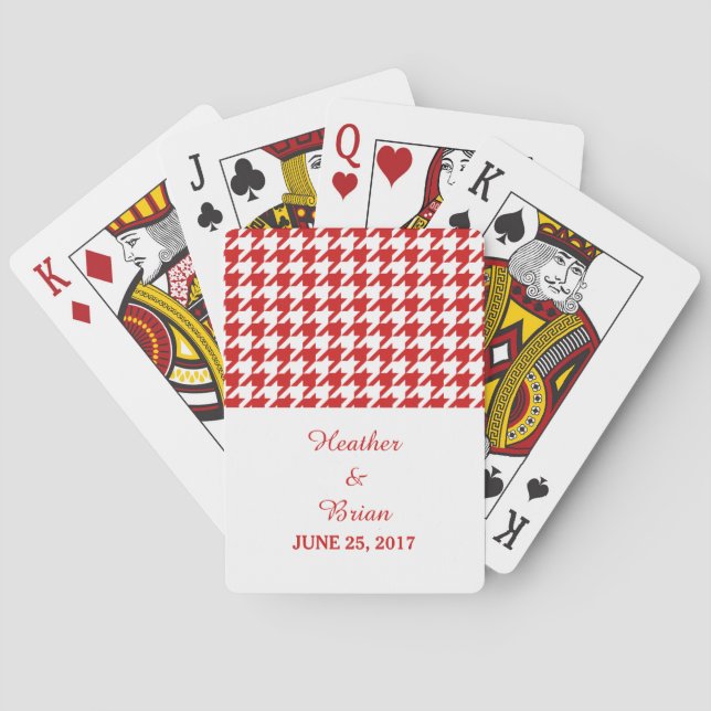 Baraja De Cartas Tarjetas de juego Red Houndstoth Boda (Reverso)