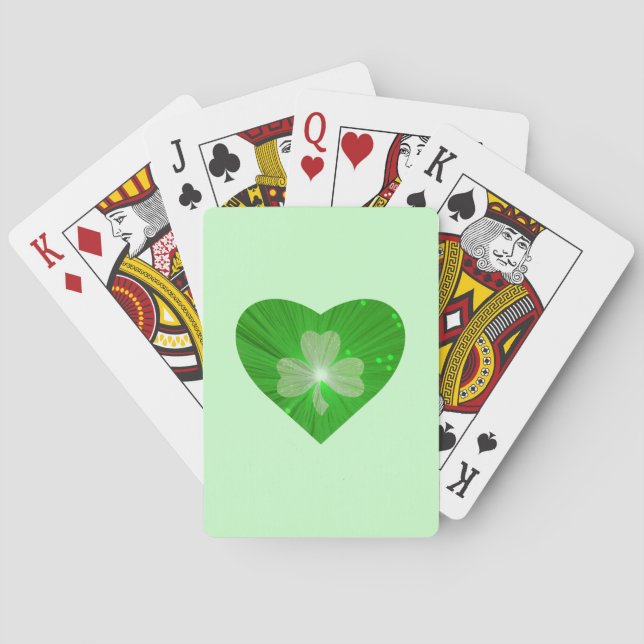Baraja De Cartas Tarjetas de juego Shamrock Heart Green (Reverso)