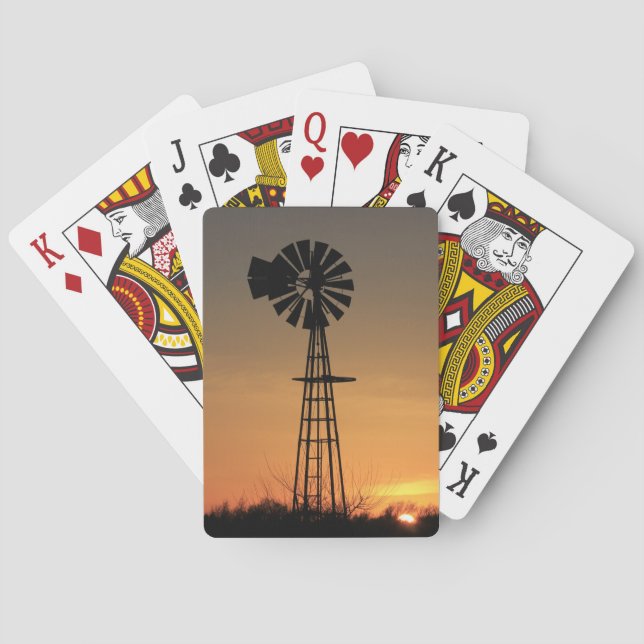 Baraja De Cartas Tarjetas de juego Sky Sunset de Windmill de Kansas (Reverso)