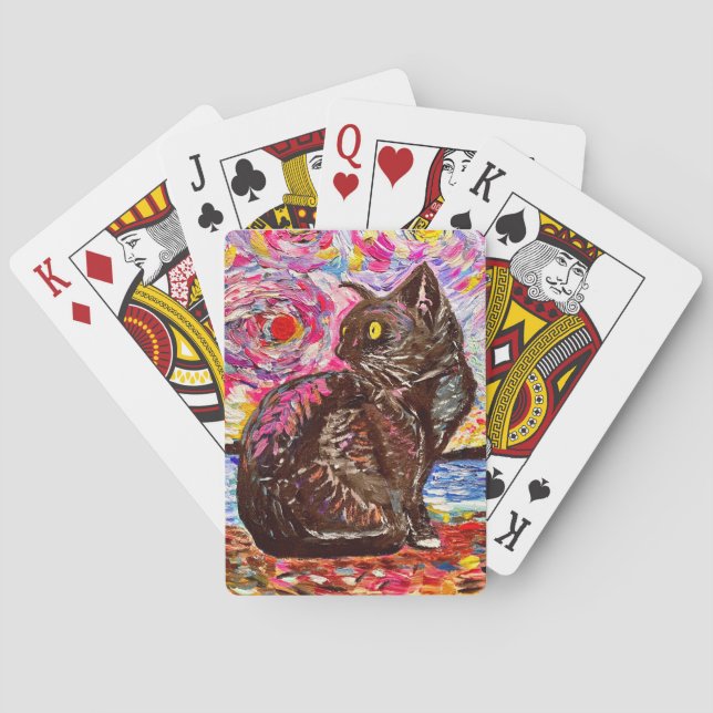Baraja De Cartas Tarjetas de juego Starry Night Black Kitty (Reverso)