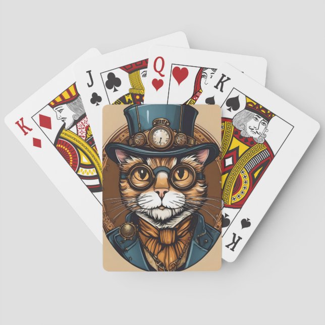 Baraja De Cartas Tarjetas de juego STEAMPUNK CAT (Reverso)