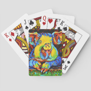Baraja De Cartas Tarjetas de juego únicas con un cerdo de colores b
