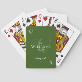 Baraja De Cartas Tarjetas de juego verde monograma familiar