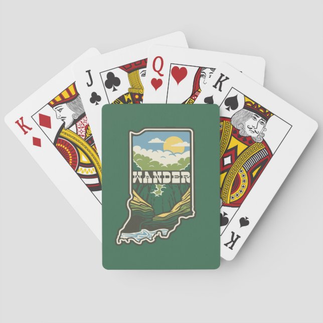 Baraja De Cartas Tarjetas de juego Wander Indiana - Verde (Reverso)