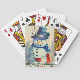 Baraja De Cartas Tarjetas de juego Watercolor Snowman