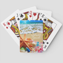 Baraja De Cartas Tarjetas de juegos de playa con conchas marinas y 