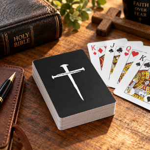Baraja De Cartas Tarjetas de la fe cristiana de la cruz blanca de l