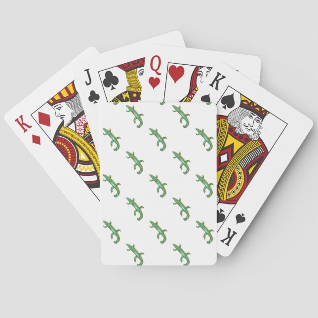 Baraja De Cartas tarjetas de lagarto verdes (Reverso)