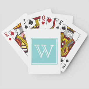 Baraja De Cartas Tarjetas de Monograma Turquesa Square