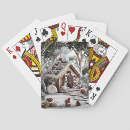 Baraja De Cartas Tarjetas de Navidad de Cabaña de Pan de Jengibre E