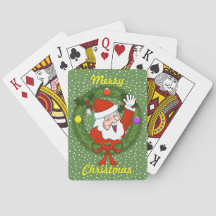 Baraja De Cartas Tarjetas de Navidad de Santa en una Corona