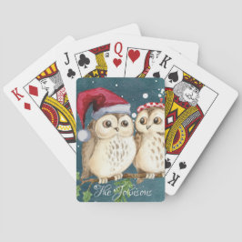 Baraja De Cartas Tarjetas de Navidad Personalizadas de Búhos Clásic