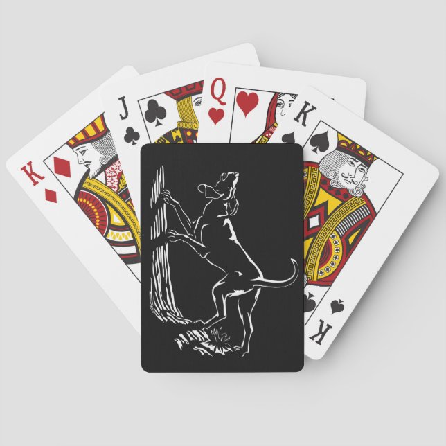 Baraja De Cartas Tarjetas de perro de perro cazando tarjetas de art (Reverso)