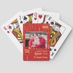 Baraja De Cartas Tarjetas de póquer con linterna del año nuevo viet