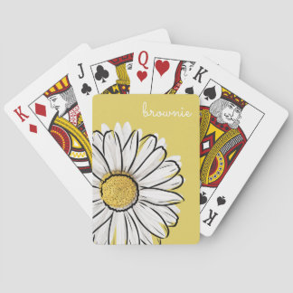 Baraja De Cartas Tarjetas de póquer de margarita amarilla y blanca