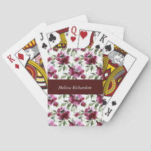 Baraja De Cartas Tarjetas de póquer floral roja personalizado