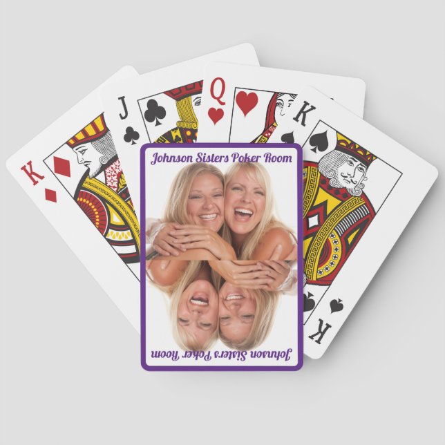 Baraja De Cartas Tarjetas de póquer - Personalizable - Foto espejad (Reverso)