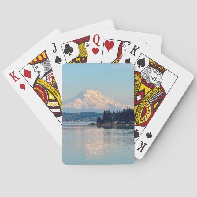 Baraja De Cartas Tarjetas de reflexión Mt. Rainier (Reverso)