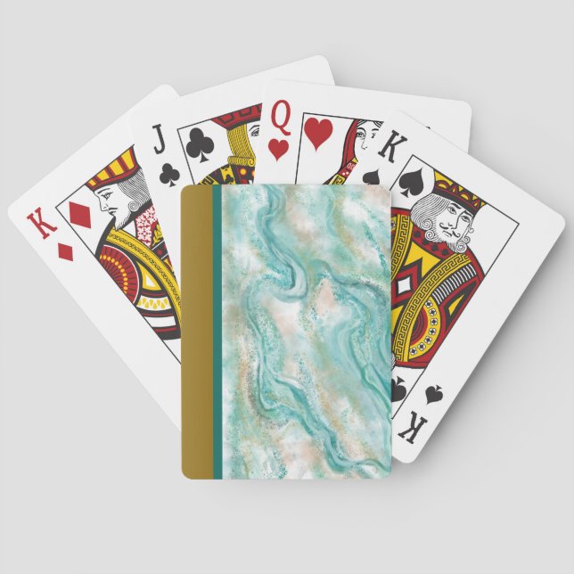Baraja De Cartas Tarjetas de regalo de mármol verde (Reverso)