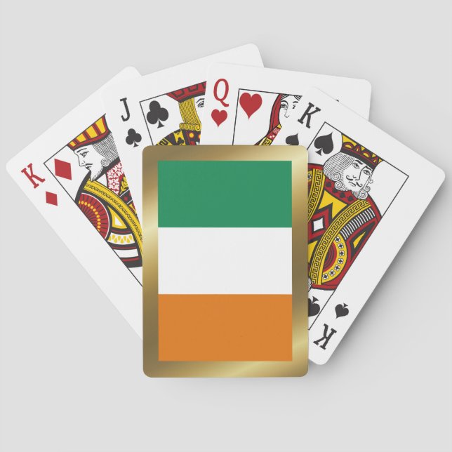 Baraja De Cartas Tarjetas de reproducción con bandera de Irlanda (Reverso)