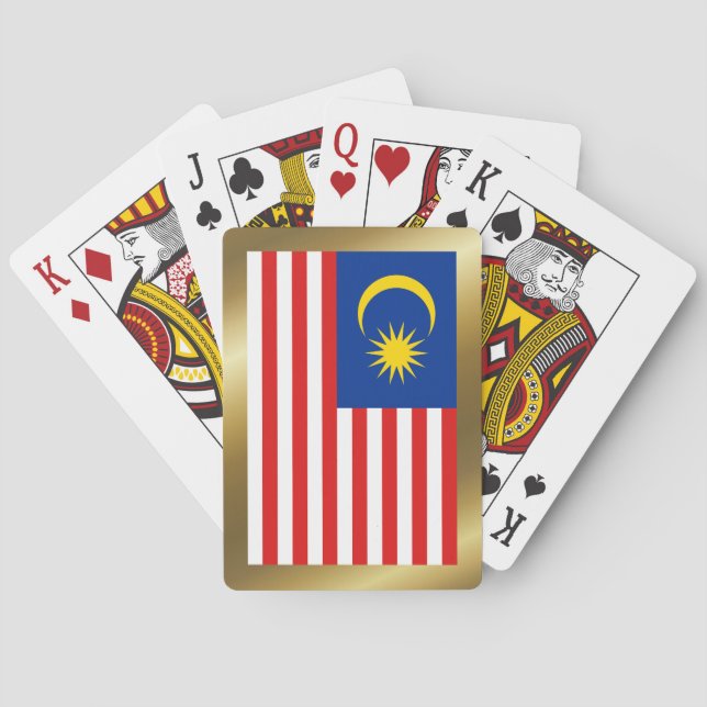 Baraja De Cartas Tarjetas de reproducción con bandera de Malasia (Reverso)