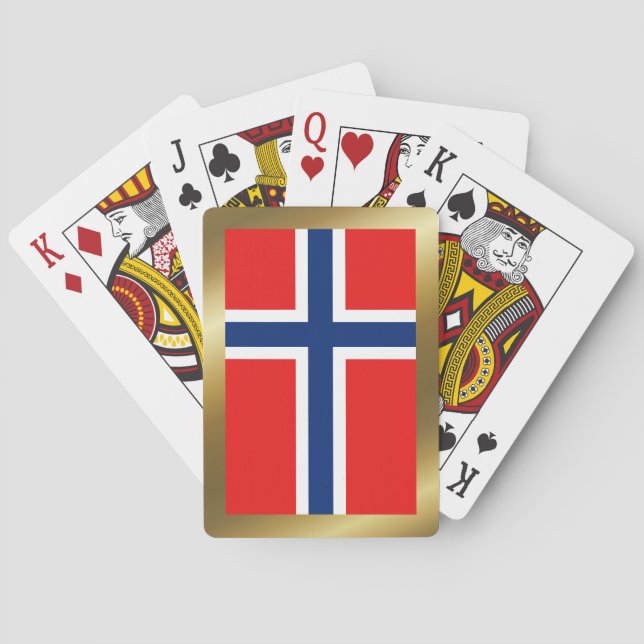 Baraja De Cartas Tarjetas de reproducción con bandera de Noruega (Reverso)