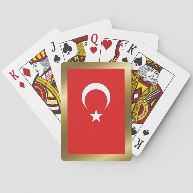Baraja De Cartas Tarjetas de reproducción con bandera de Turquía (Reverso)