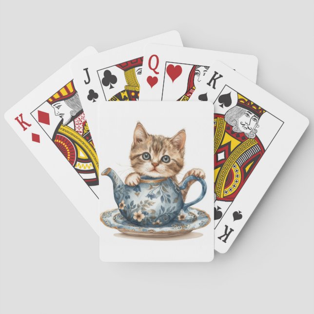 Baraja De Cartas Tarjetas de reproducción con tema de gato (Reverso)
