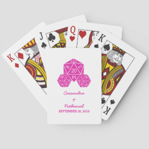 Baraja De Cartas Tarjetas de reproducción de Boda de dados D20 rosa