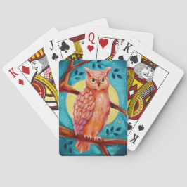 Baraja De Cartas Tarjetas de reproducción de búho y luna