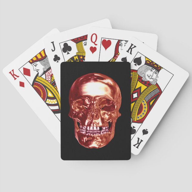 Baraja De Cartas Tarjetas de reproducción de cráneo rojo cromadas (Reverso)