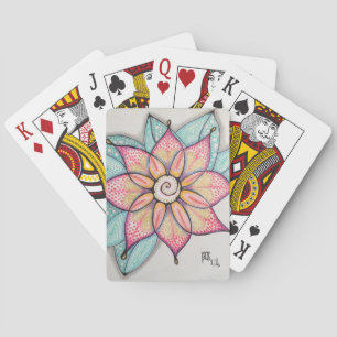 Baraja De Cartas Tarjetas de reproducción de diseño de flor rosa