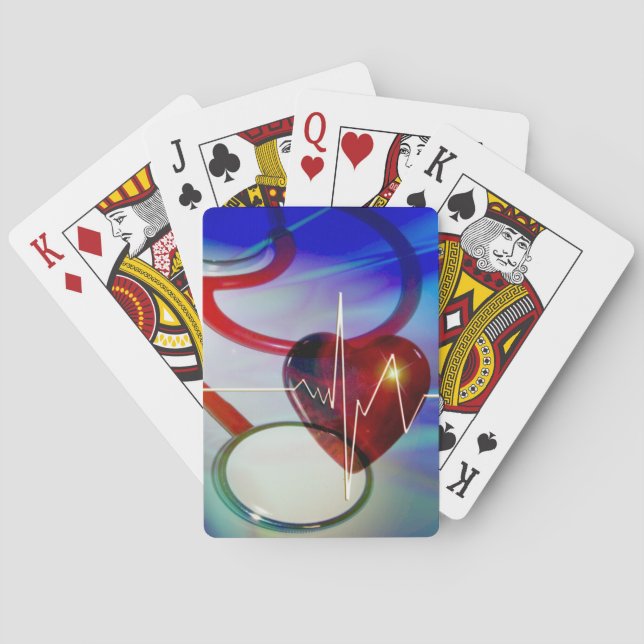 Baraja De Cartas Tarjetas de reproducción de estetioscopio y latido (Reverso)