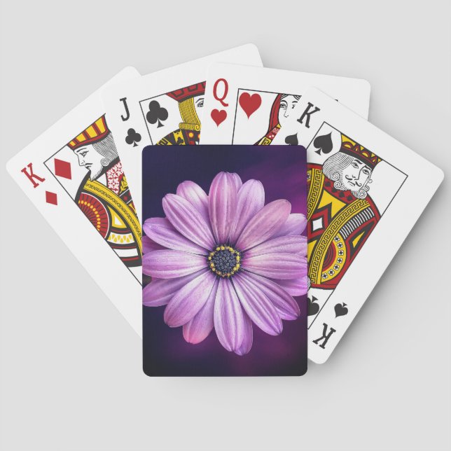 Baraja De Cartas Tarjetas de reproducción de flores moradas (Reverso)