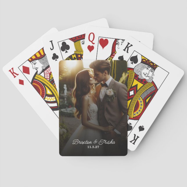 Baraja De Cartas Tarjetas de reproducción de fotos de boda personal (Reverso)