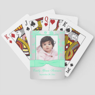 Baraja De Cartas Tarjetas de reproducción de fotos florales verdes
