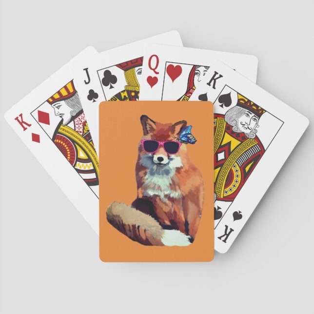 Baraja De Cartas Tarjetas de reproducción de Fox y Butterfly (Reverso)