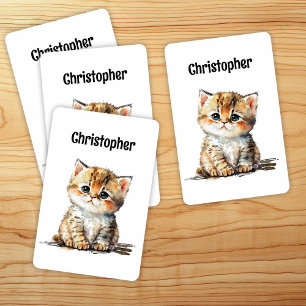 Baraja De Cartas Tarjetas de reproducción de gatos con tabla de col